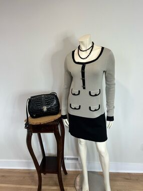 Gorgeous Twin-Set Gray and Black Two-Tone Knit Mini Dress❤️S